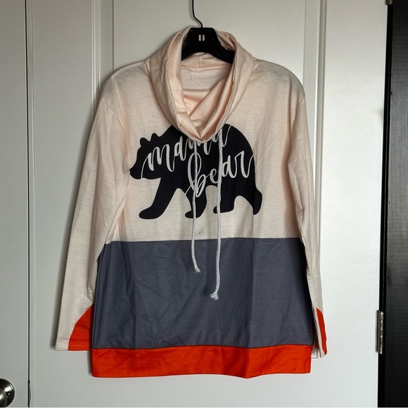 Mock Neck Pullover Sweatshirt | Trio Color with Mama Bear Design | NWOT - Picture 1 of 3